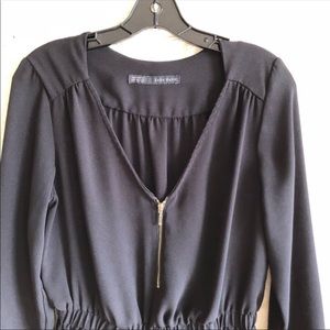 Zara Mini Black Dress with Front Zip Detail